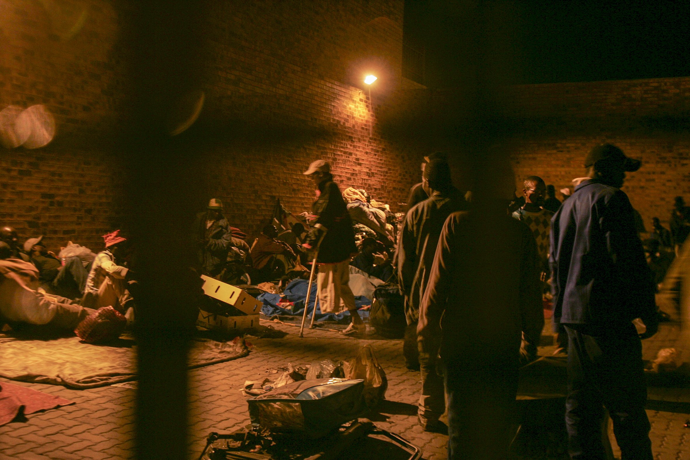 Alexandra police station north of Johannesburg is transformed into a makeshift refugee camp housing approximately 400 refugees following clashes between foreigners and locals in the area.