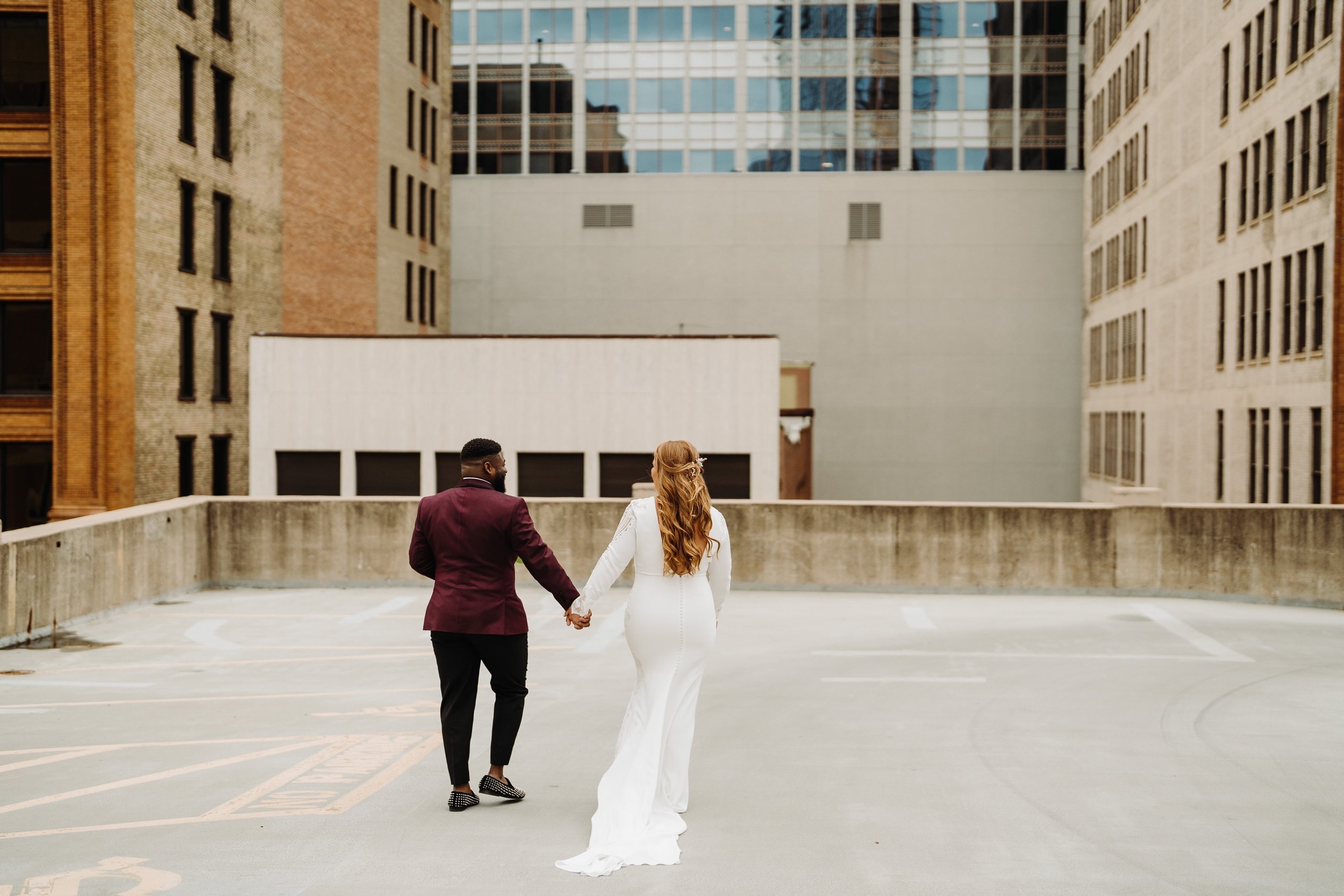 029_Parking ramp bride and groom photos in Minneapolis, Minnesota..jpg