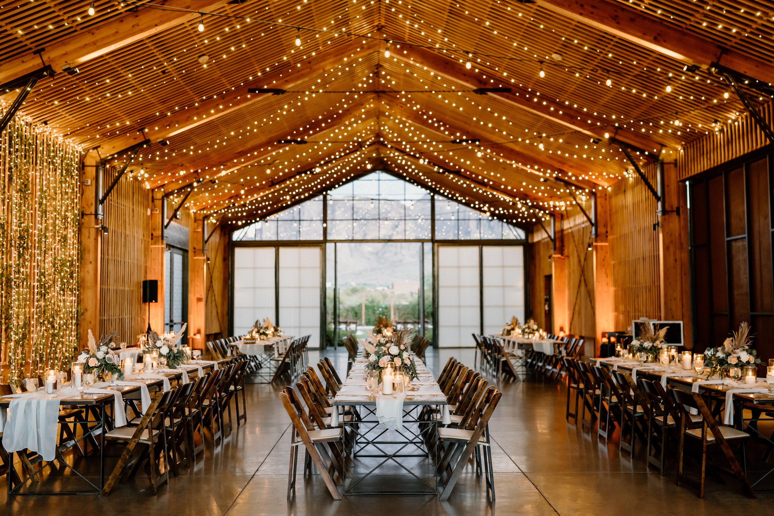 Wedding reception set up at The Paseo in Apache Junction, Arizona.