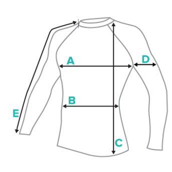 Men's Rash Guard Product Measurements