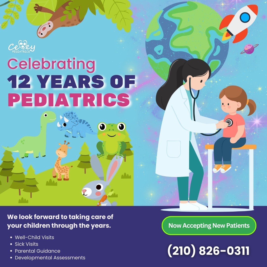 🎉 Happy 12th Anniversary to Cevey Pediatrics! 🎉

This month marks 12 amazing years of caring for our wonderful patients and their families. From your little one's first check-up to every milestone along the way, we&rsquo;ve been honored to grow wit