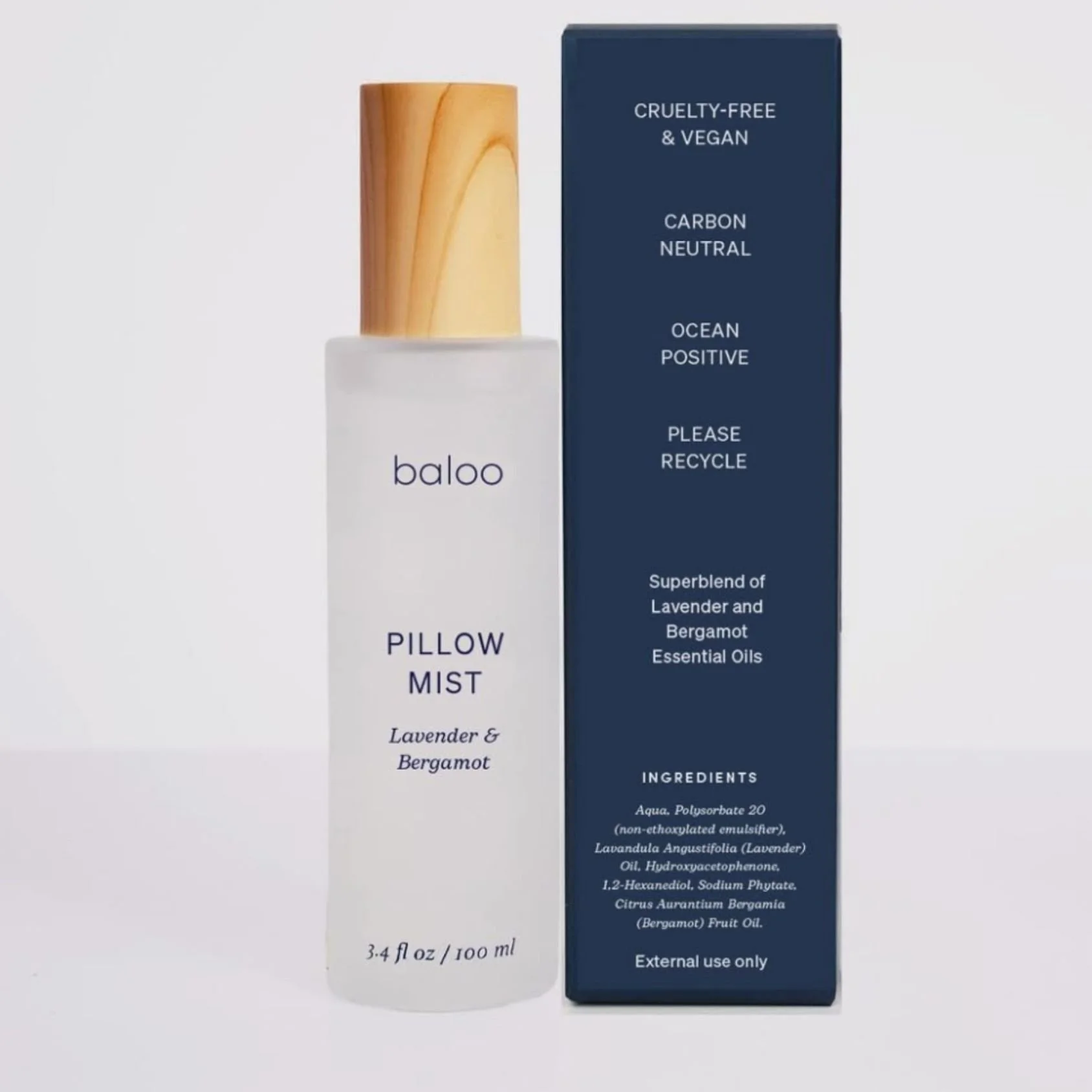 Baloo Calming Pillow Mist with lavender and bergamot for a soothing bedtime ritual.