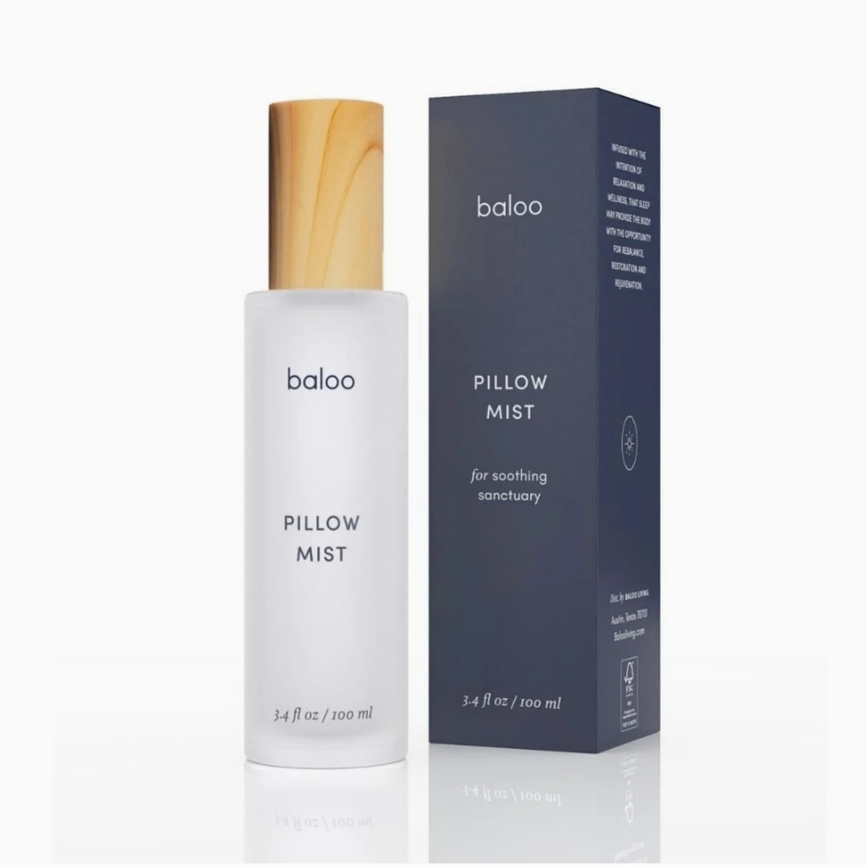 Spa‑like Baloo pillow spray crafted with a clean essential oil blend for bedtime calm.