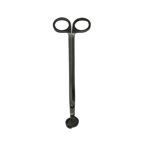 Matte black wick trimmer with angled blades — designed for clean candle burns and stylish home rituals.