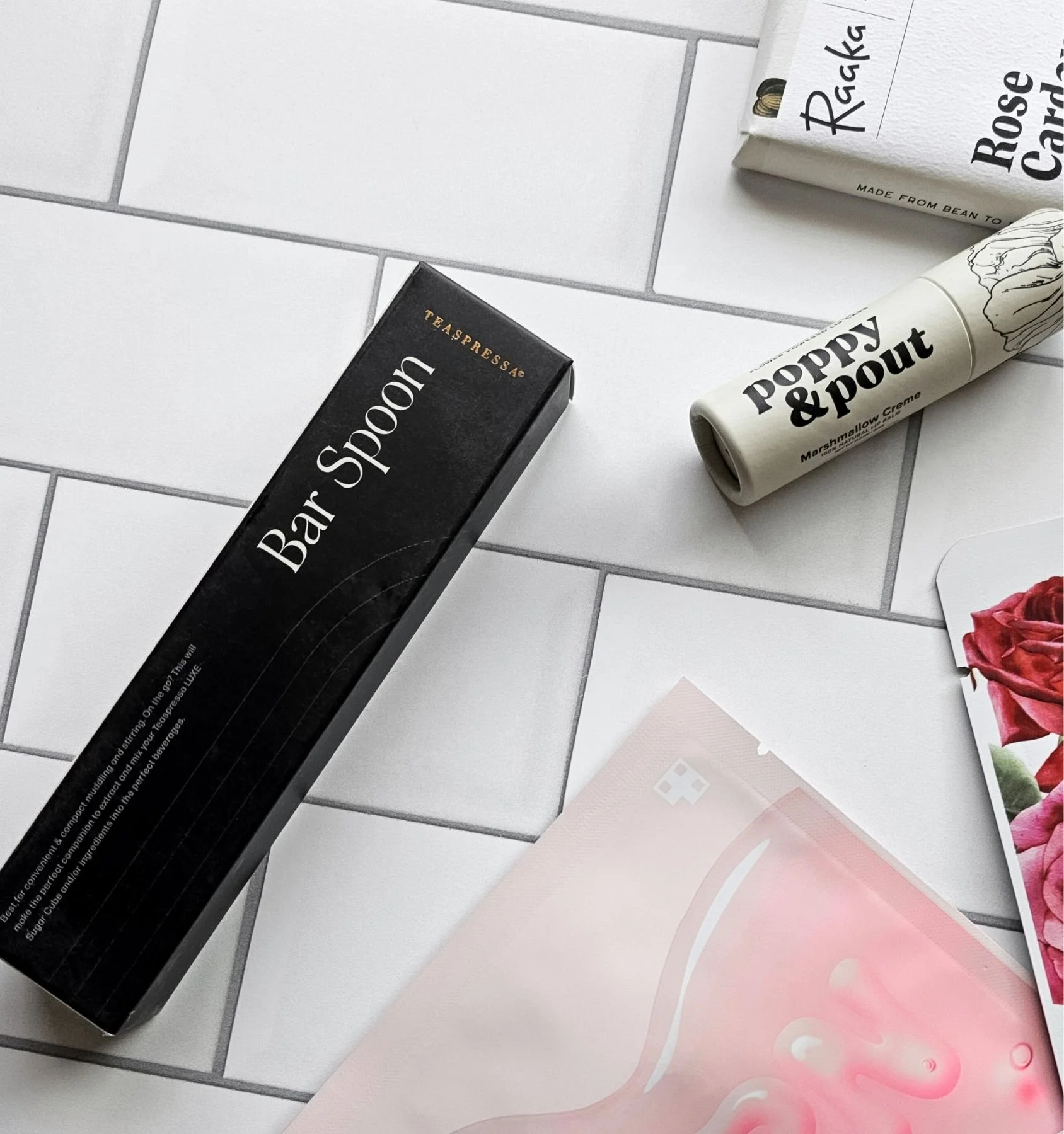 Luxurious self-care gift bag with skincare items, chocolate, and more, ideal for women celebrating Galentine's or pampering themselves.