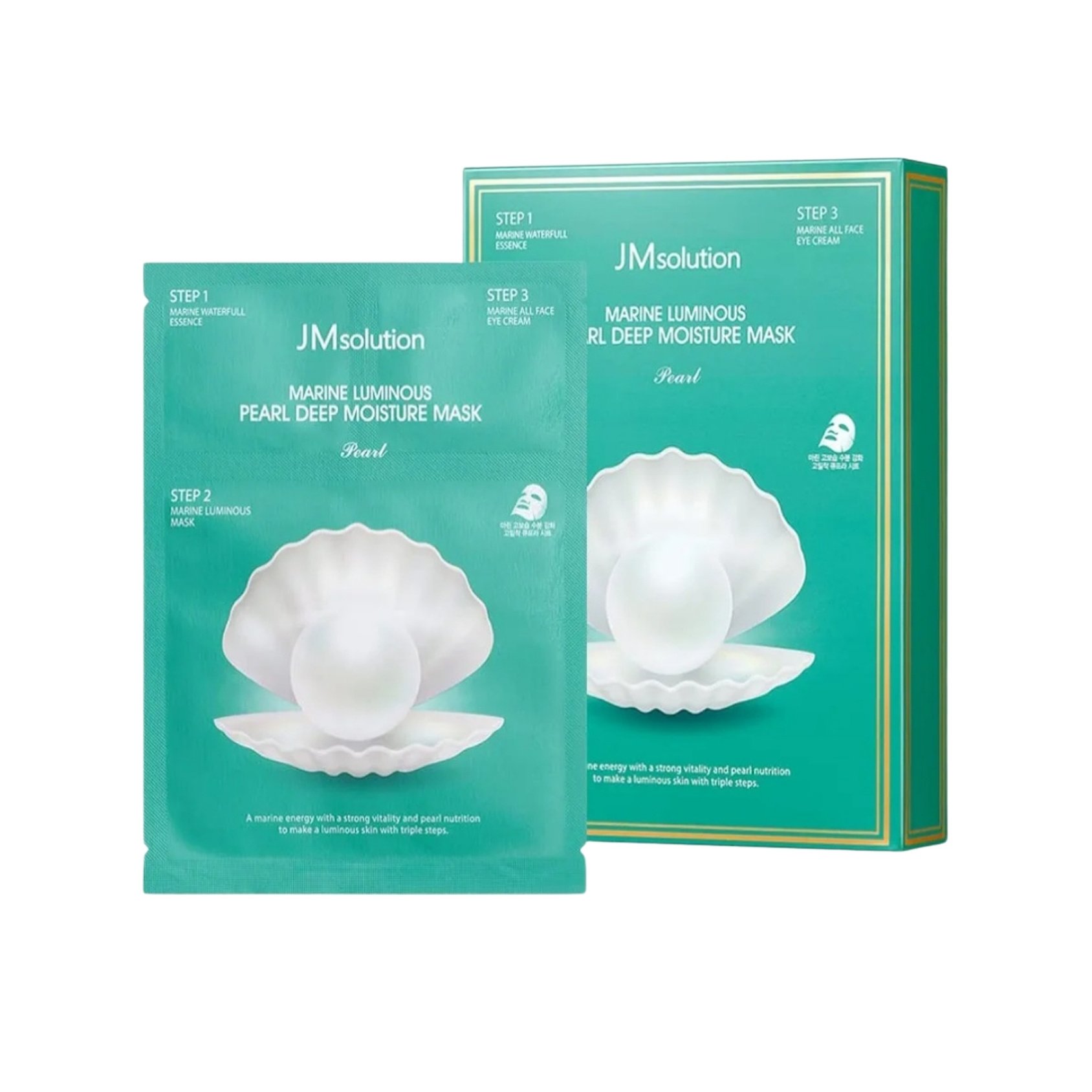 JMsolutions Marine Luminous Pearl Deep Moisture Mask for intense hydration and brightening effects.