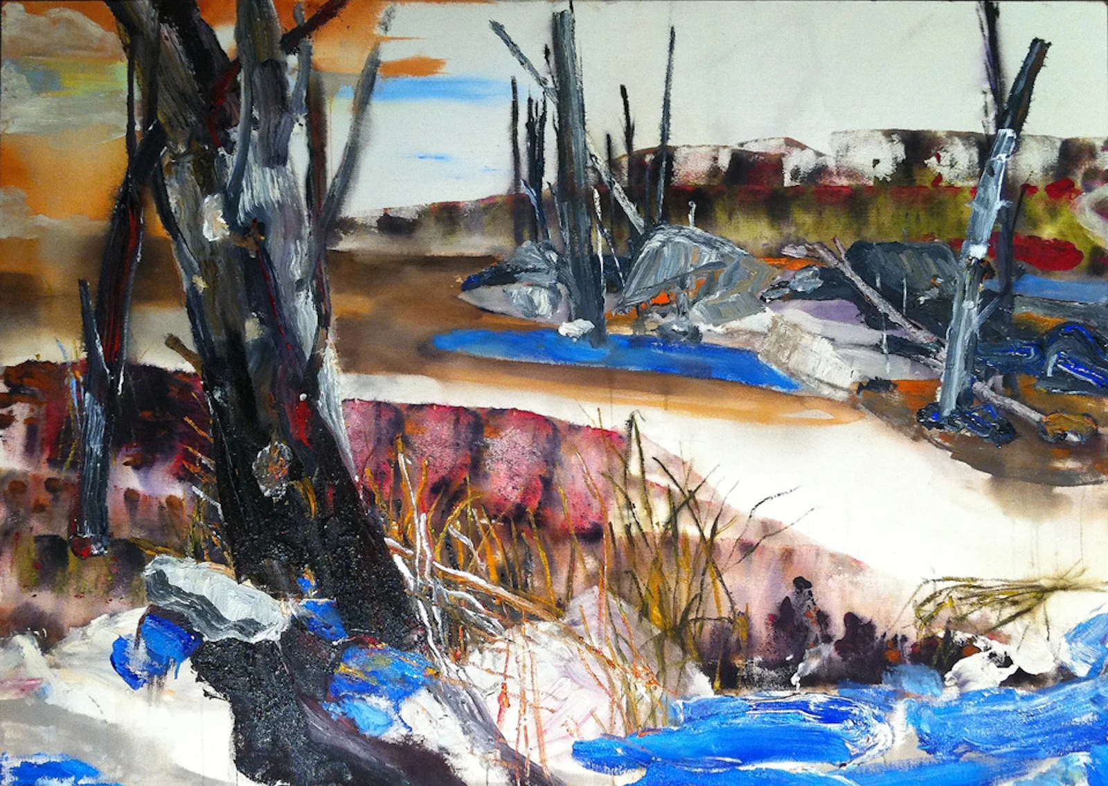 Winter Bluffs with Blue Water and Trees