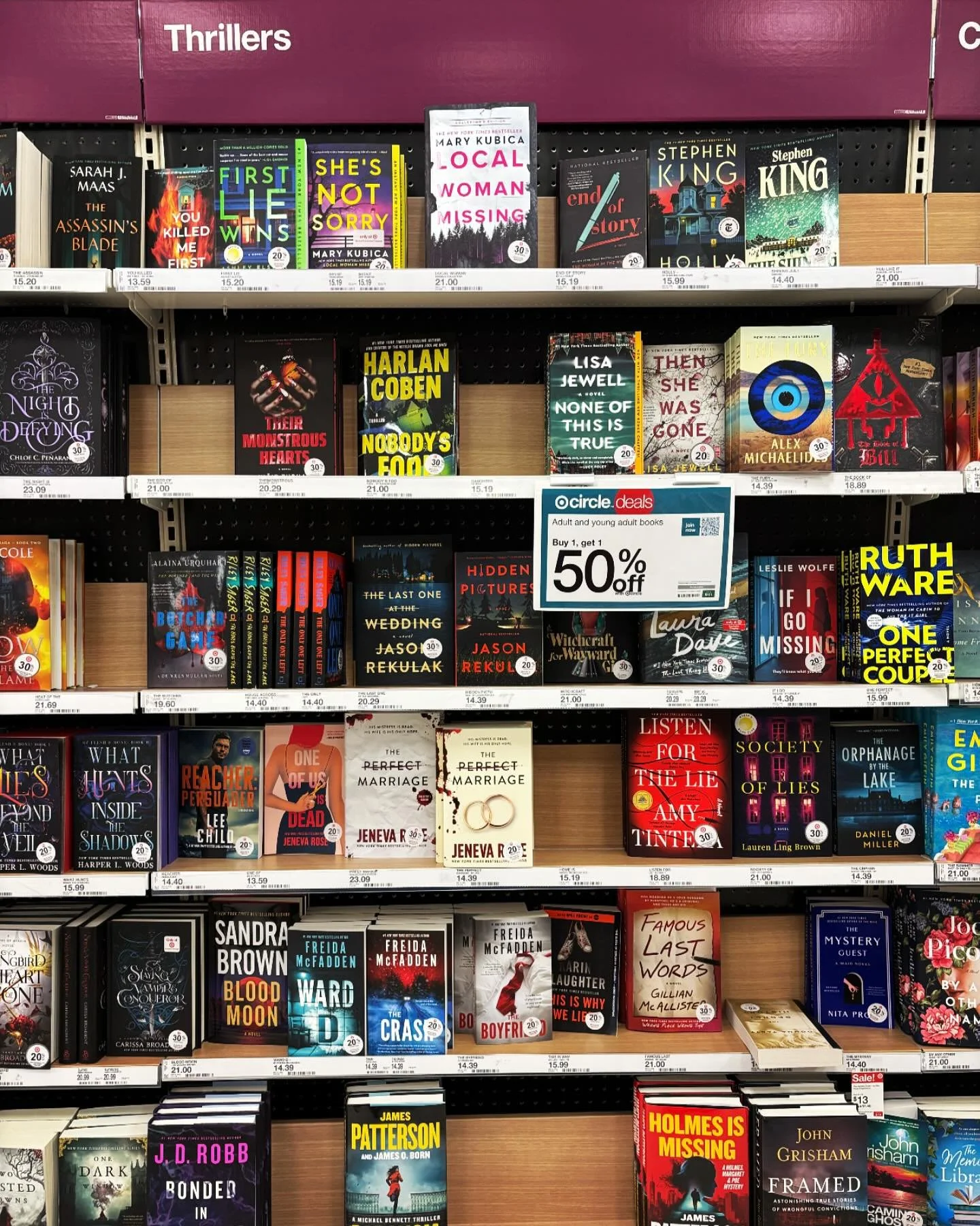 I love popping into bookstores or walking down the book aisle at the grocery store because it&rsquo;s inspiring. One day, I hope to see my book on a bookshelf like this one. Keep writing!

#writing #writinginspiration #writingcommunity #writingabook 