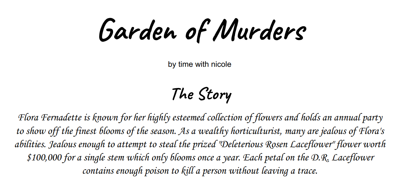 Garden of Murders Game PDF