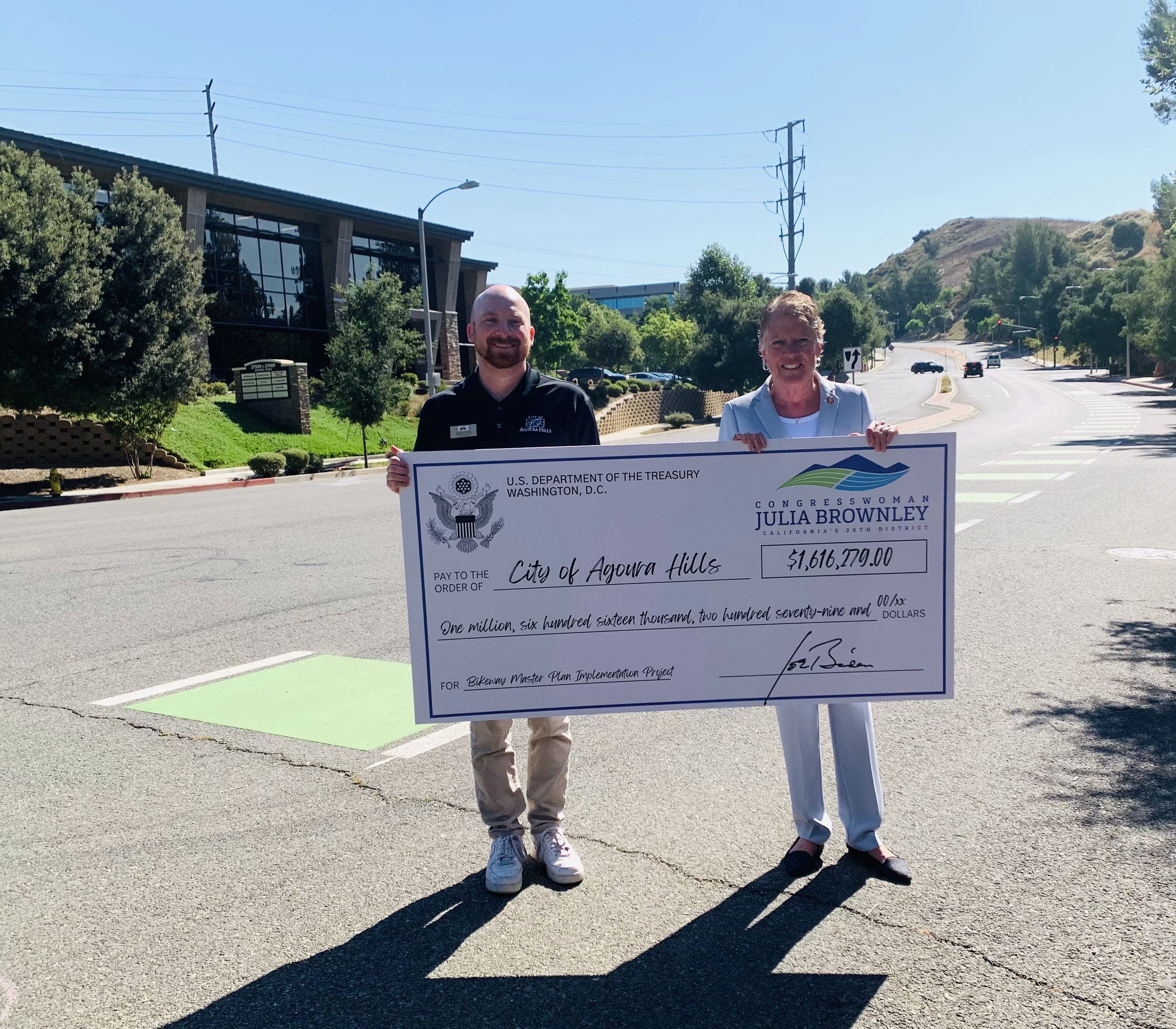 Receiving support from Congresswoman Julia Brownley