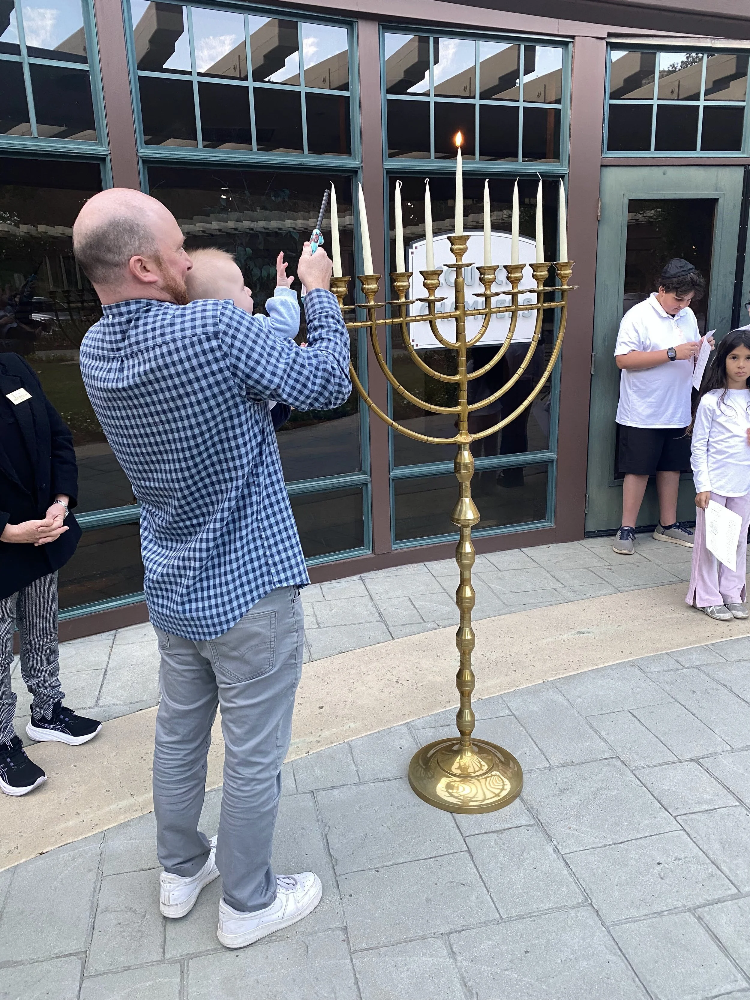 Menorah lighting at City Hall with my son