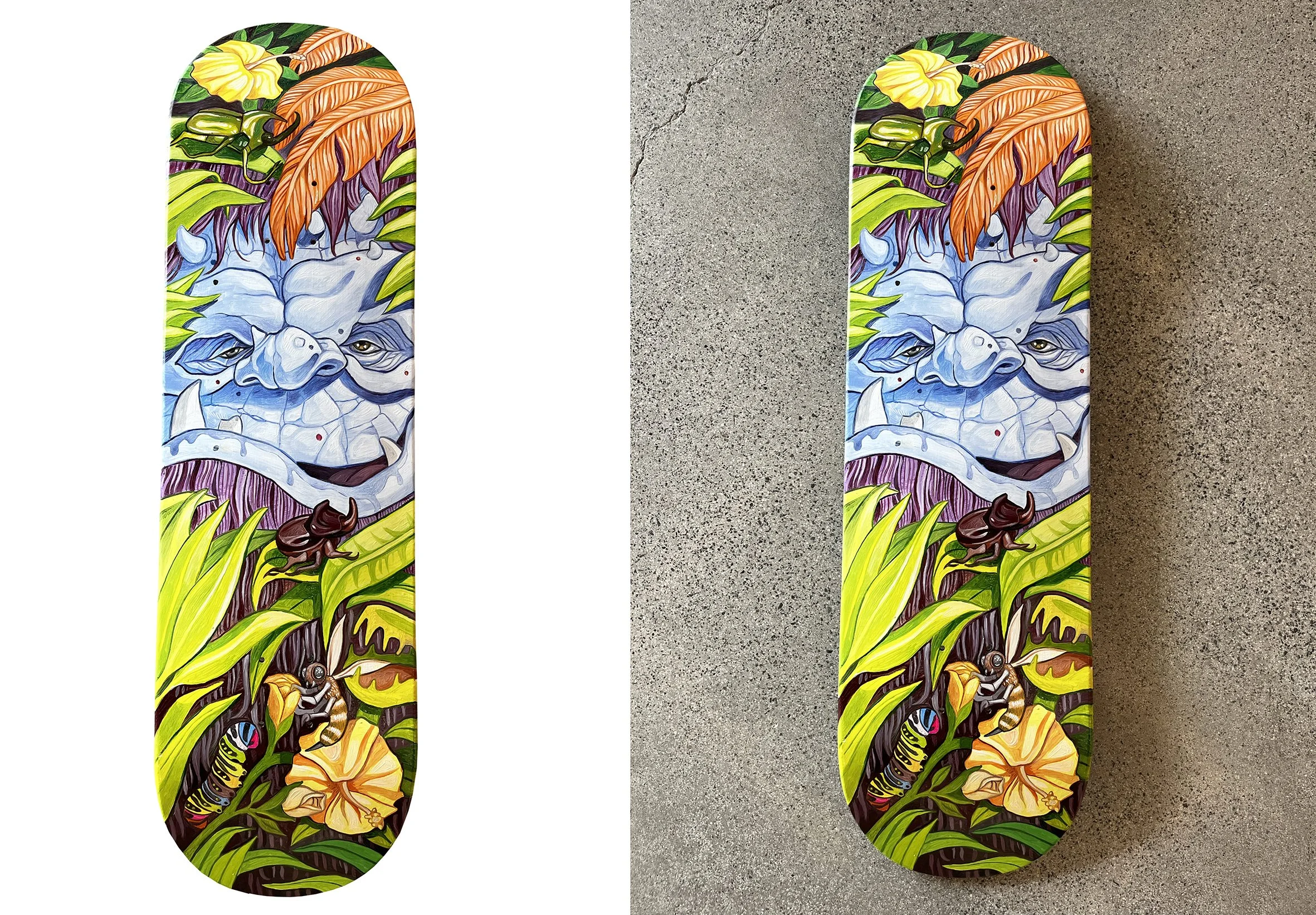 MonstaSkate 2, 32 x 9 inche - 82 x 23 cm , Oil on Skate, 2025