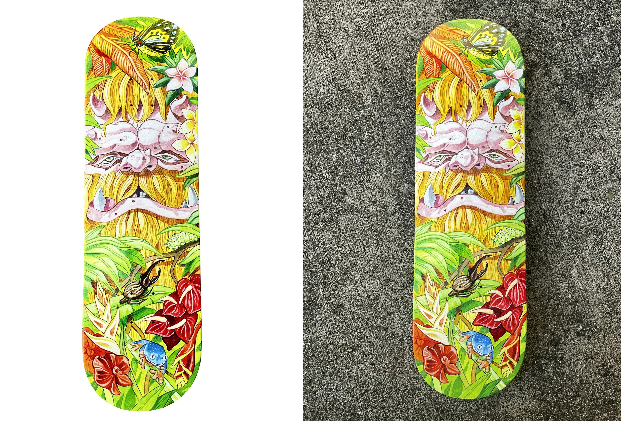 MonstaSkate 5, 32 x 9 inche - 82 x 23 cm , Oil on Skate, 2025