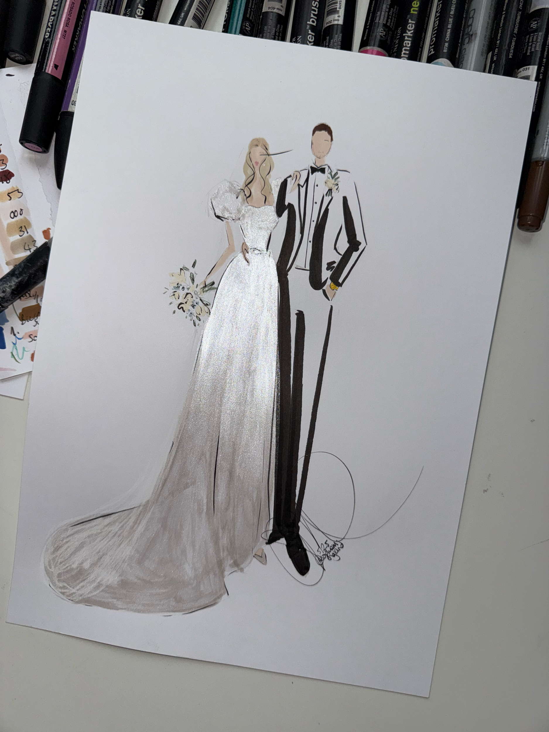 Newly married couple illustration