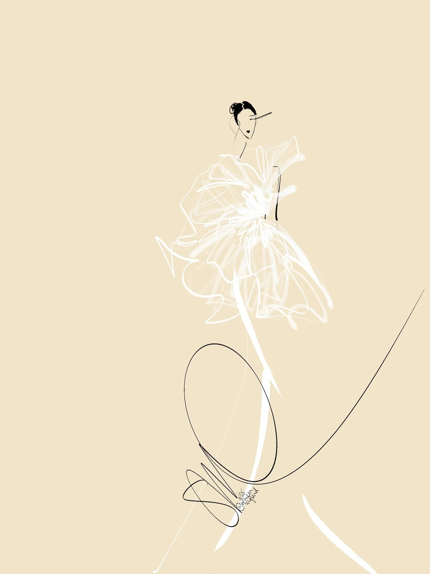 One of my favourite things to do when feeling at a loss of what to do&hellip;get cosy, take inspiration from @thevedrinesphoto and sketch away 🤍

#fashionillustration #couture #digitalillustration