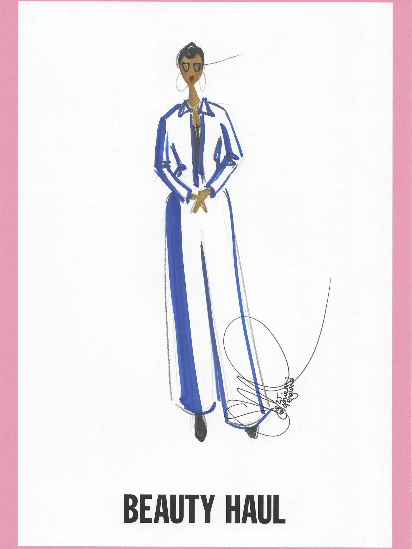 Selfridges clients- on the Beauty Haul opening evening I illustrated guests to give them a momento, as well as being part of the entertainment for the instore event. I illustrated for 2.5 hours, although I managed to illustrate a fair few (with Georg