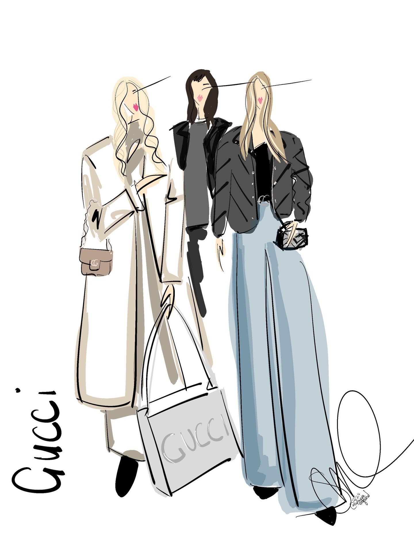 Digital illustration is such a fun way to gift your clients some artwork incorporating your brand. I take a photo of your client in store and draw in some details (recognisable patterns/logos etc) that instantly links the illustration to your brand. 