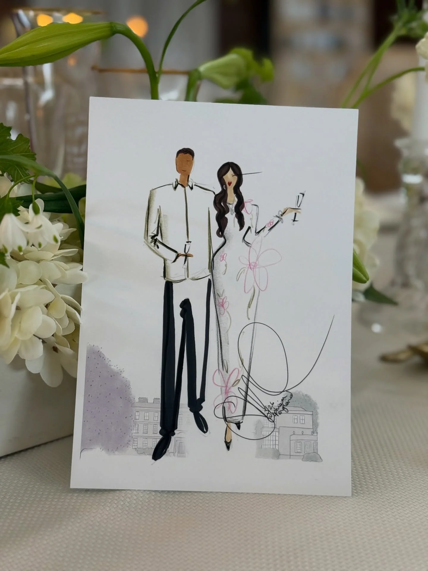 Taking advantage of a beautiful table scape to have a little photo shoot! 

If you didn&rsquo;t know, I also offer place names in fashion illustration form. All this needs is a full length photo to be sent over to me before the wedding so I can get y