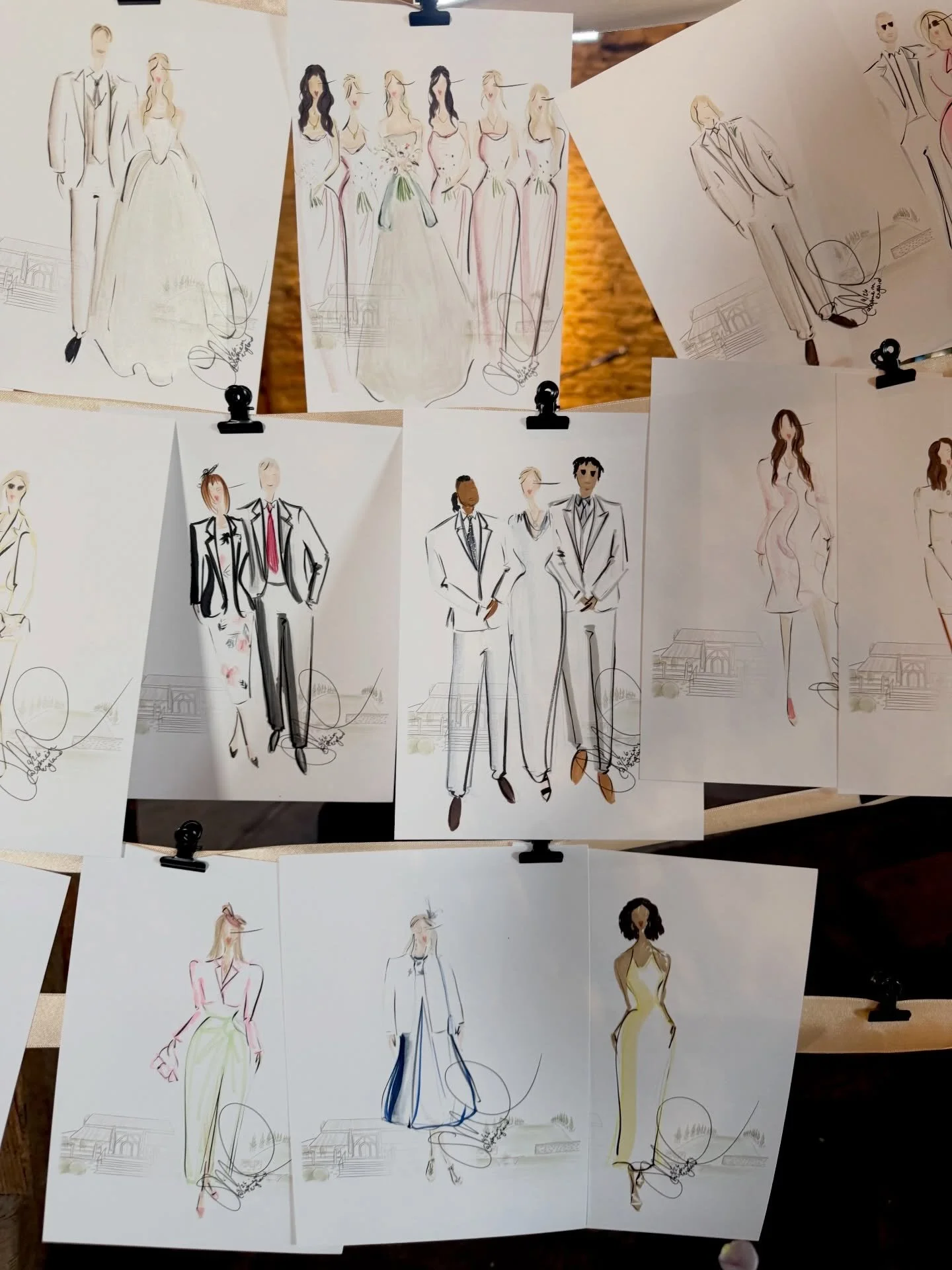 Illustrating for L&amp;T using my venue illustrated background! 

This was my first wedding using the venue paper and it went down so well! This was such a beautiful wedding and L&amp;T were the absolute dream to work for 💕 

@crippsbarn @crippsandc