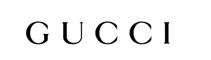 Gucci logo in black on a white background.