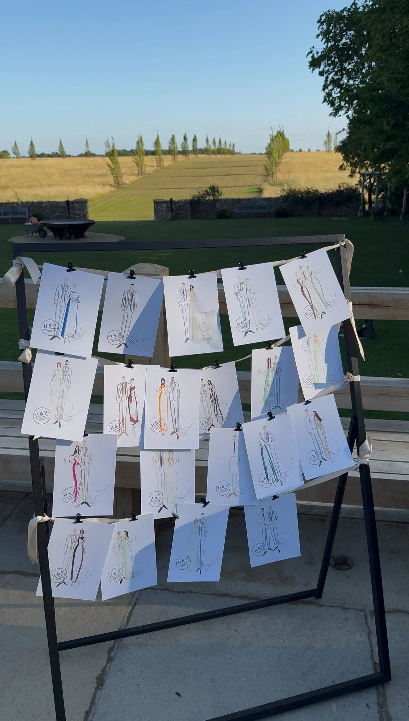Live wedding guest fashion illustration display