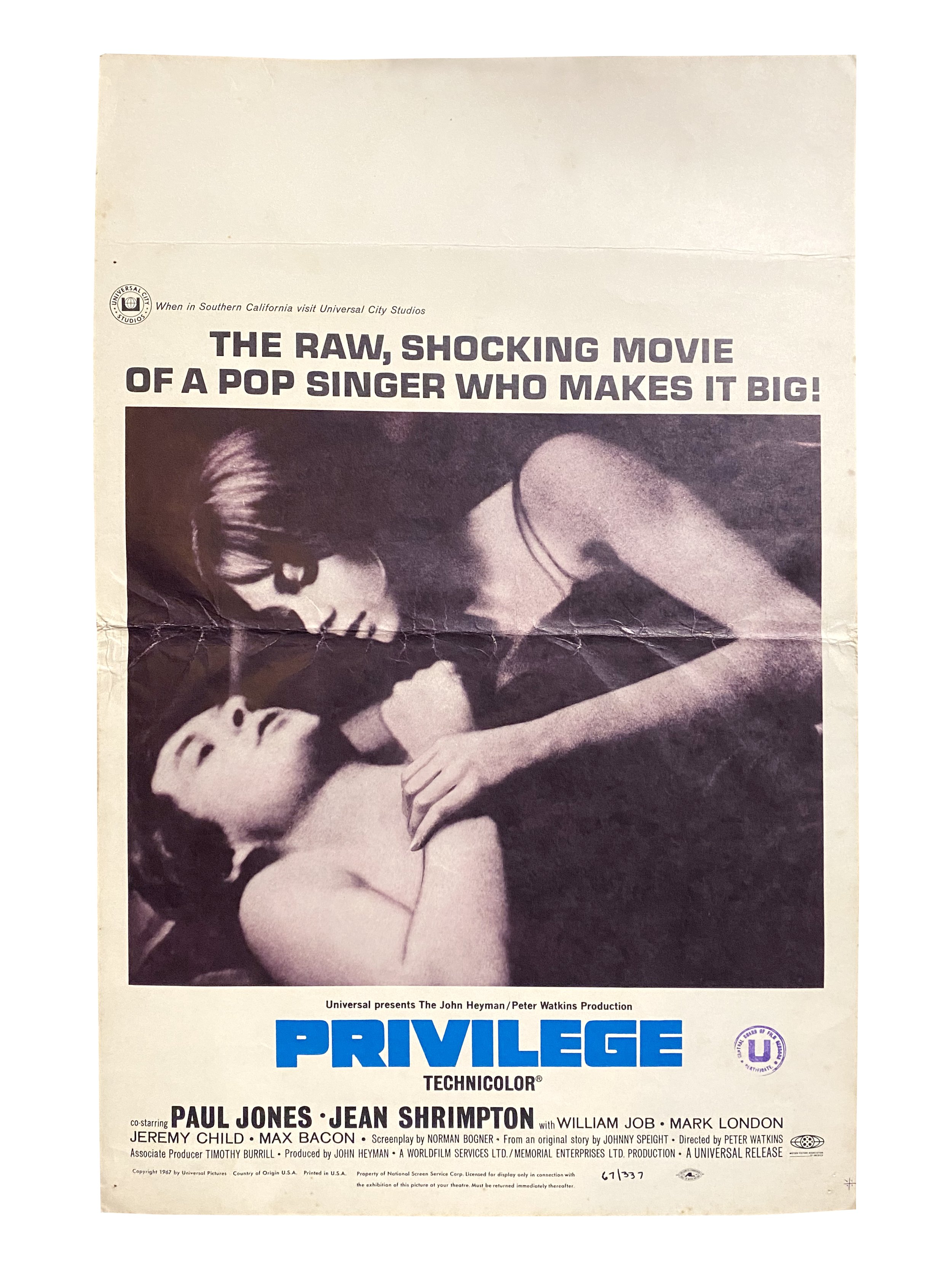 Privilege half-sheet American movie poster