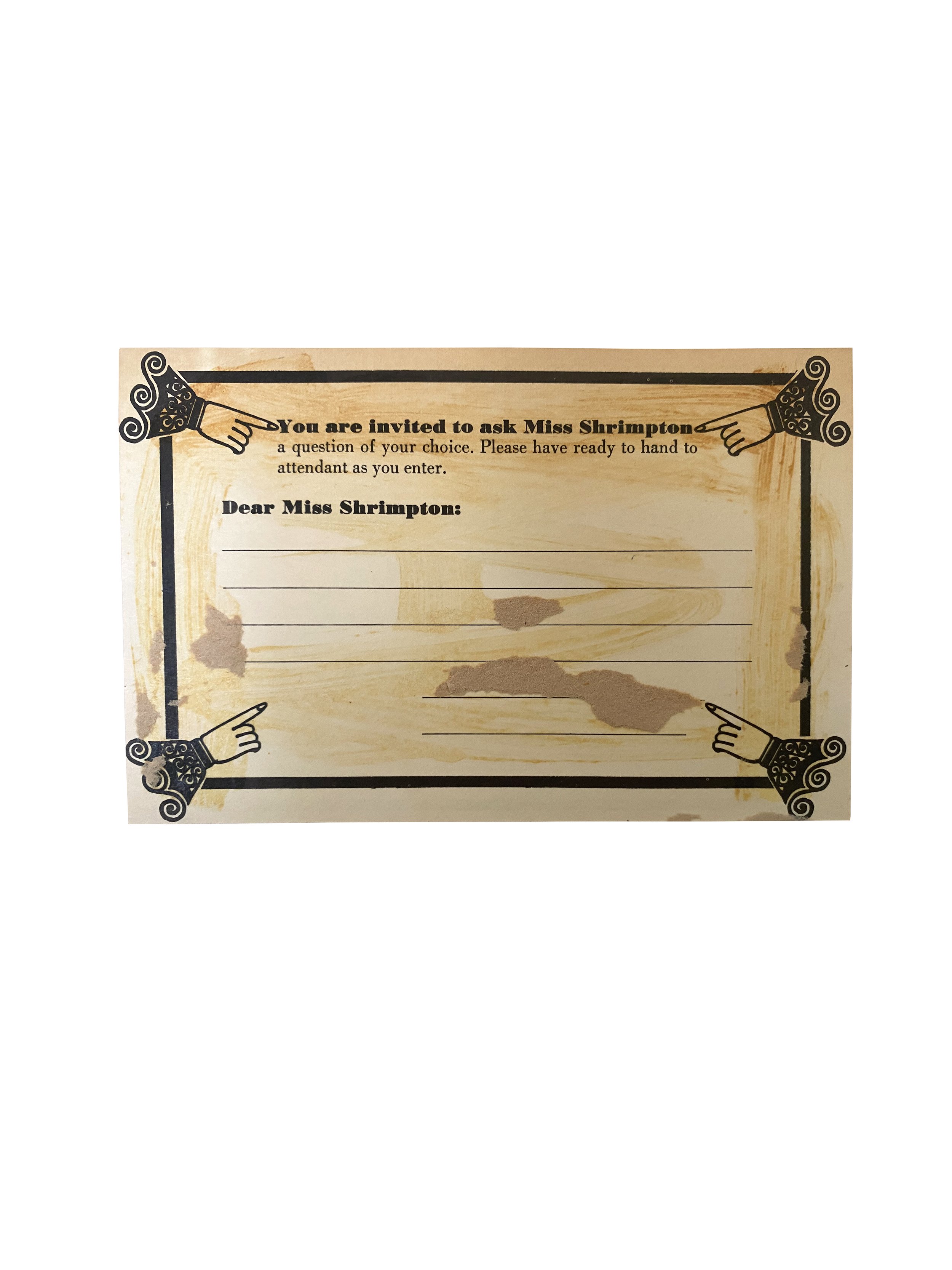 Yardley "London Look" ticket - back side ("You are invited to ask Miss Shrimpton a question of your choice.")