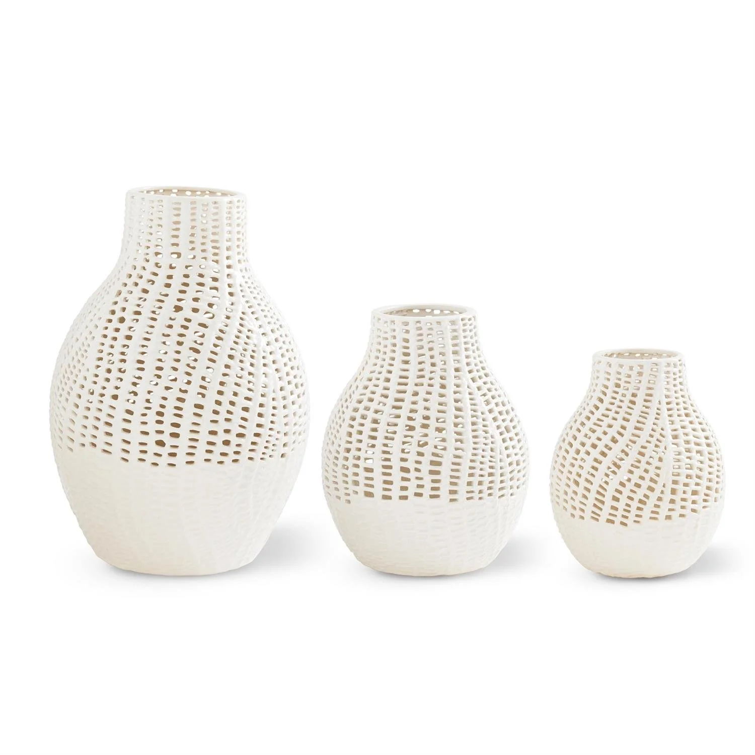 Ivory Ceramic Basketweave Vase
