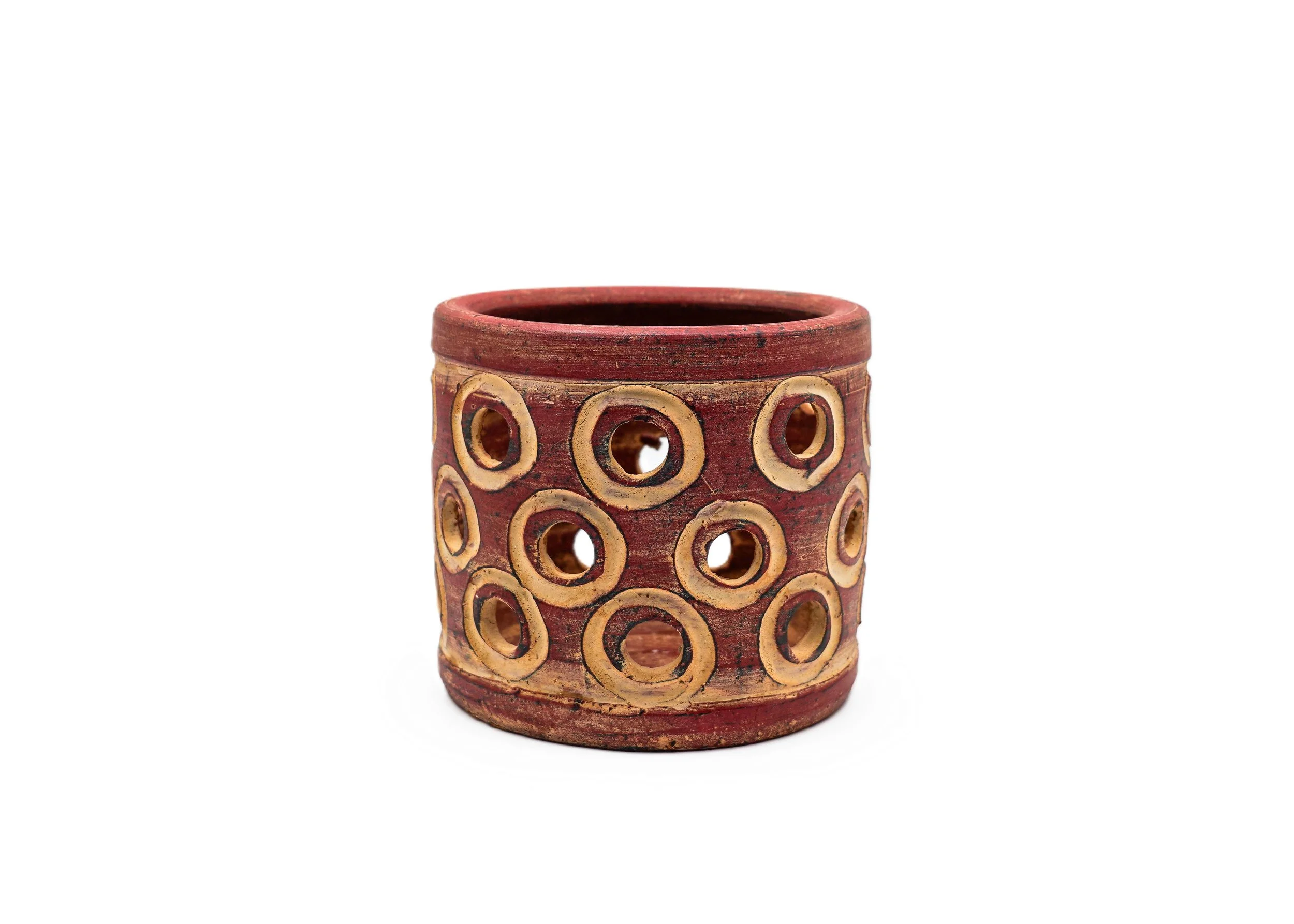 red-circular-cut-out-pottery-plant-pot-planter-tabletop-accessory-floral-image1.JPG