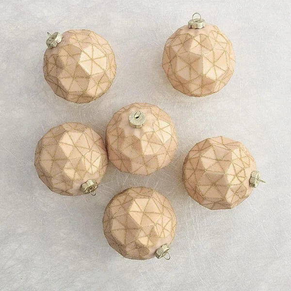 Bronze Brûlée Geometric Champagne Glass Ornament Set