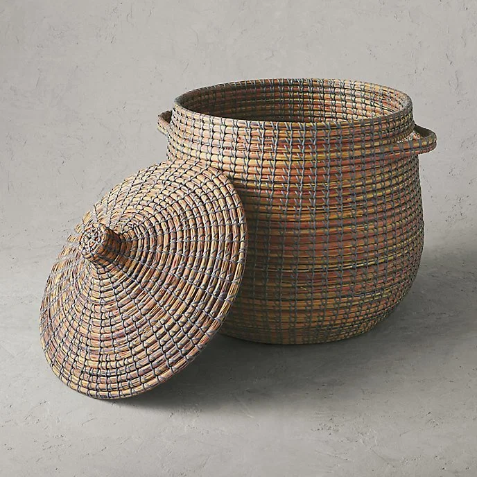 Evie Natural Woven Basket & Lid