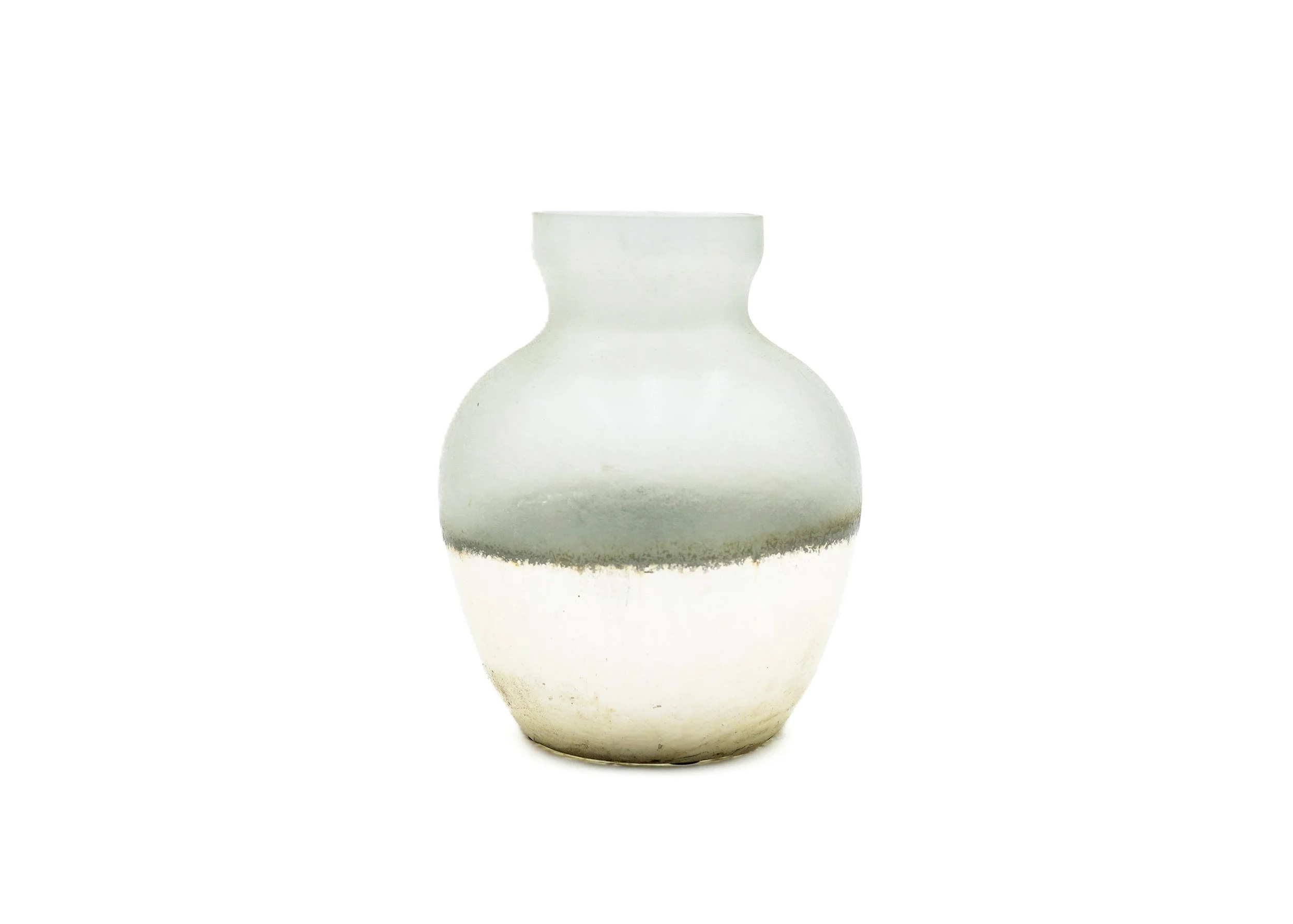 White Frosted Glass Vase Dipped in Gold