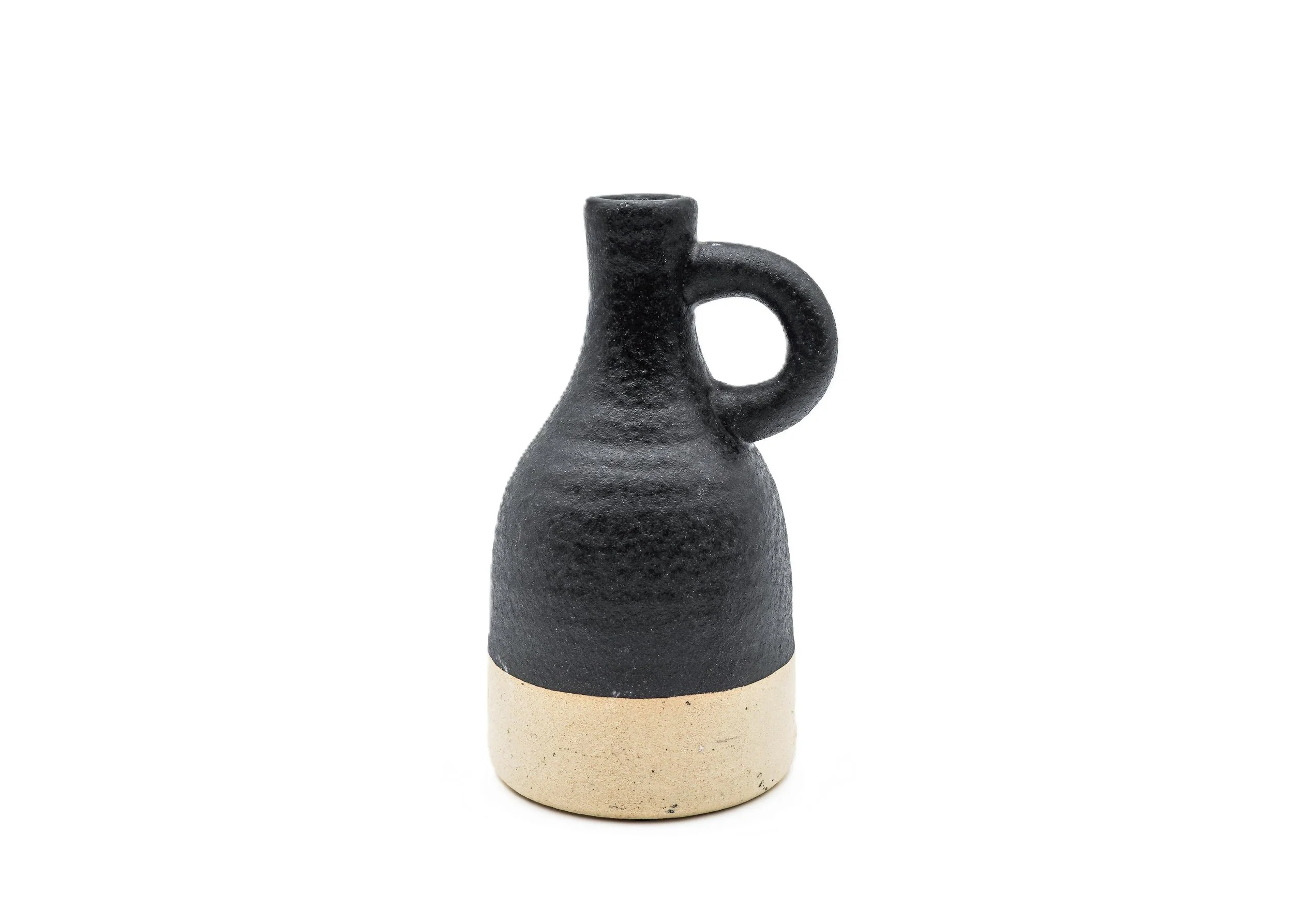 black-and-cream-two-tone-ceramic-pitcher-jug-with-handle-pottery-tabletop-accessory-decor-image1.JPG