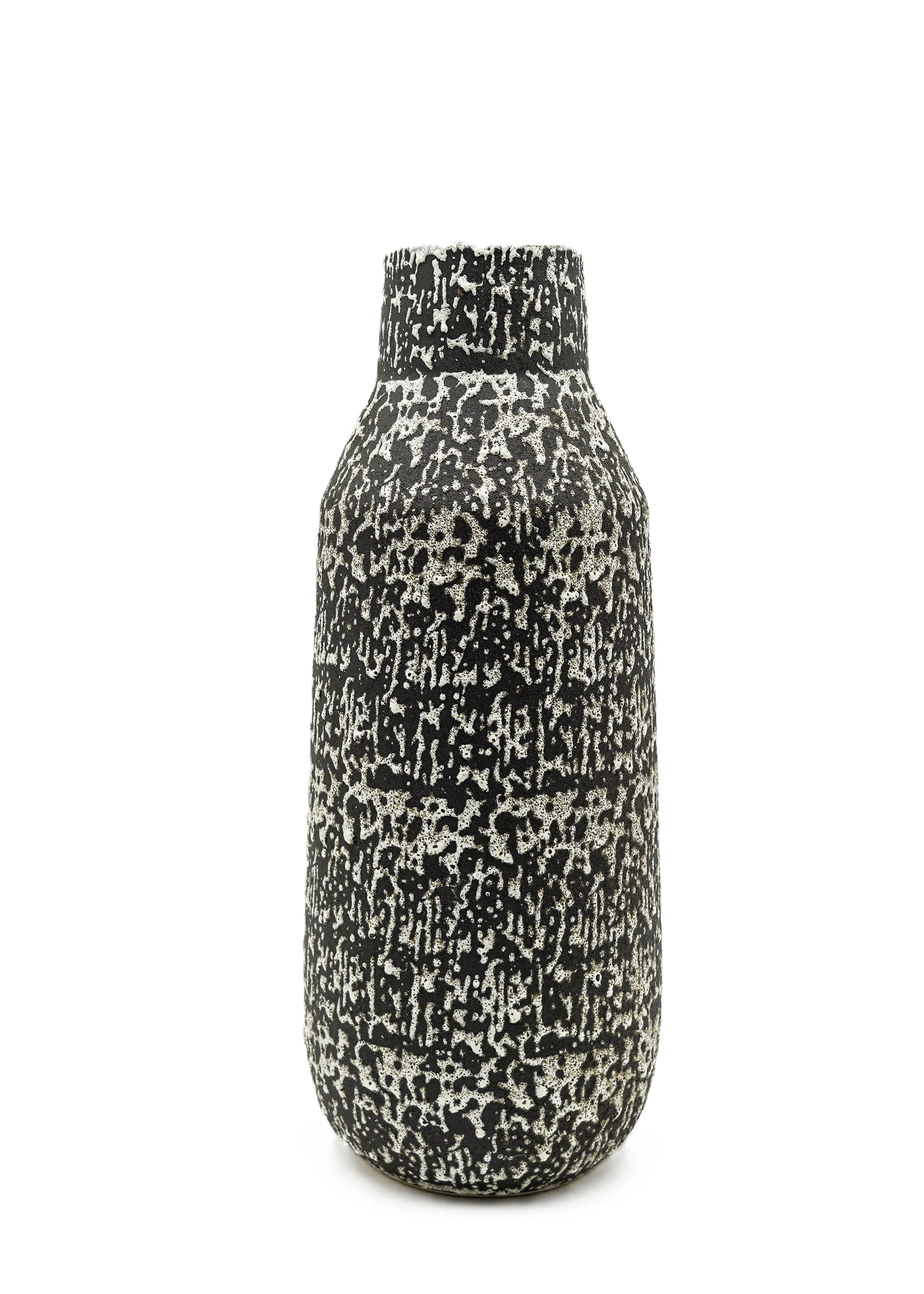Matte Black & Ivory Abstract Vase