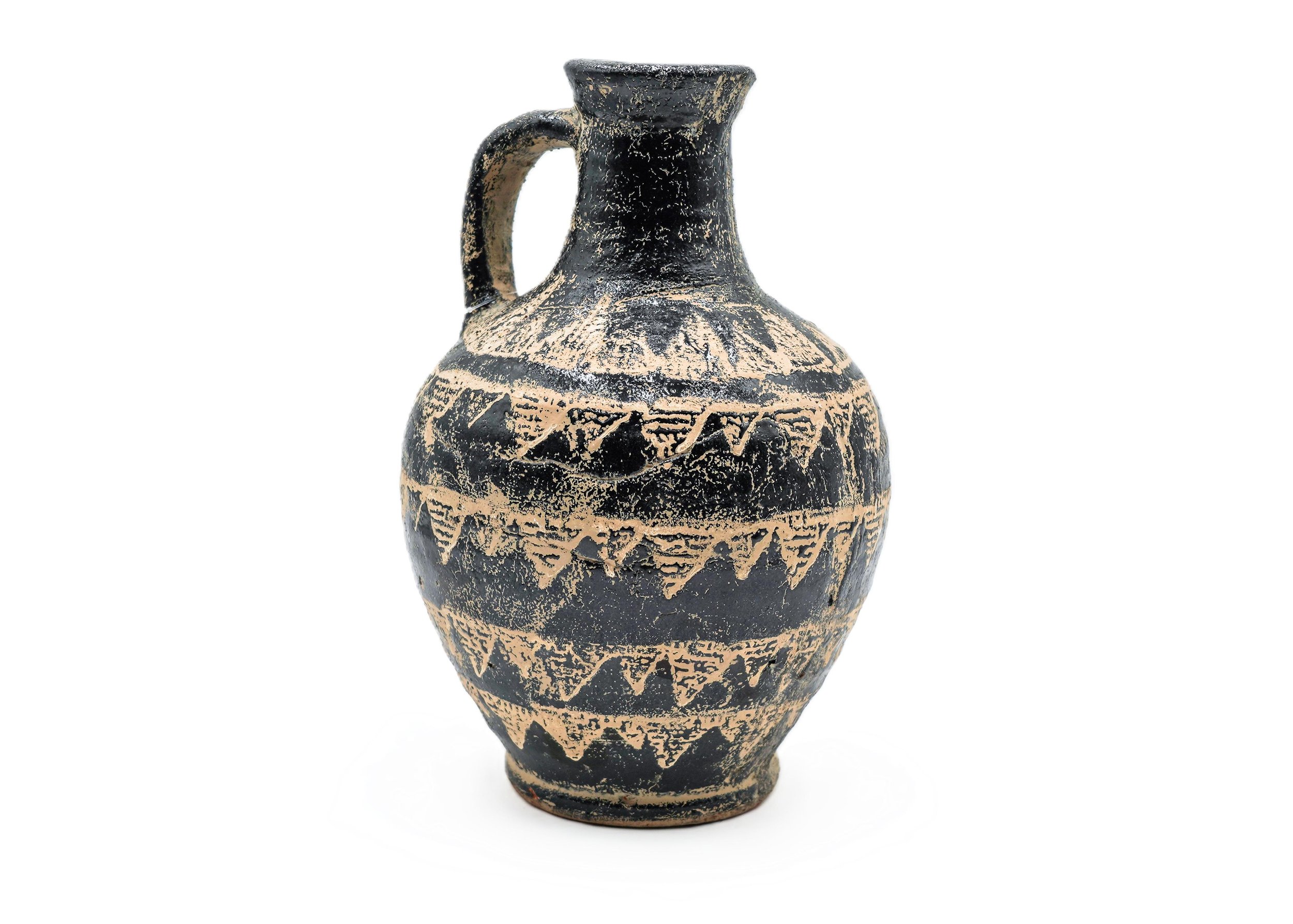 hand-crafted-and-painted-black-and-cream-terracotta-pitcher-vase-tabletop-accessory-decor-image2.JPG
