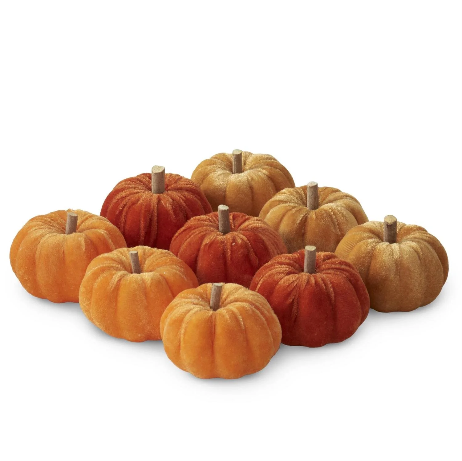 Tan, Rust & Orange Velvet Pumpkin Filler Set of 3