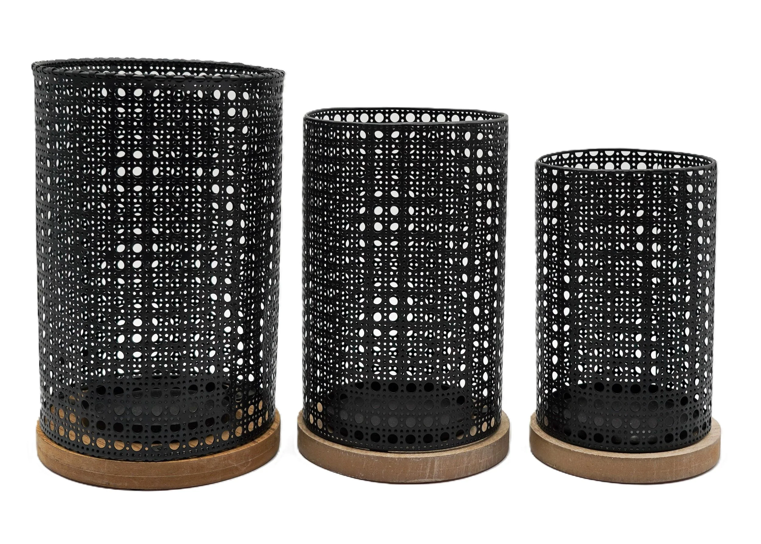 Black Punched Metal Candleholders