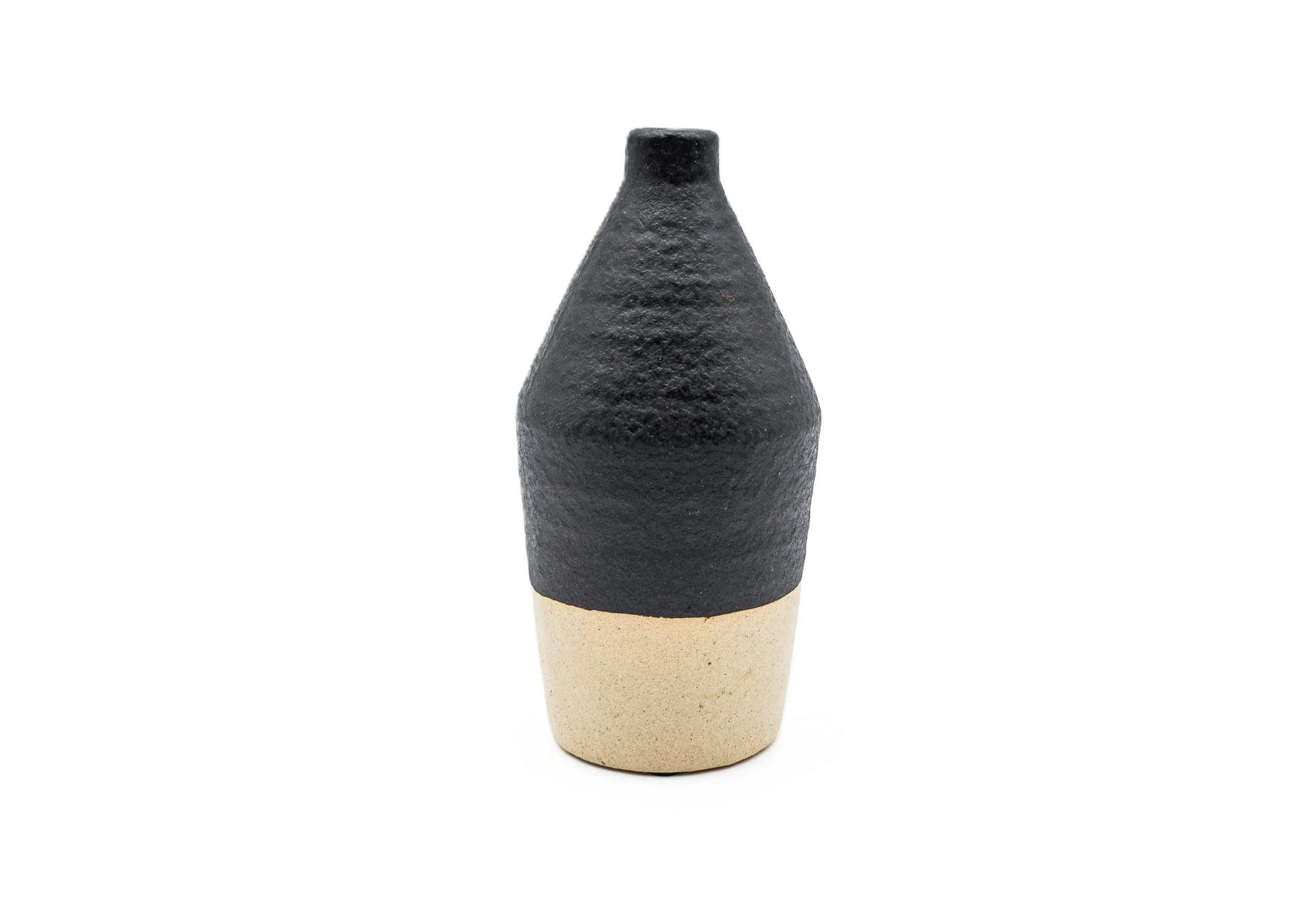 black-and-cream-two-tone-medium-ceramic-vessel-jug-pottery-tabletop-accessory-decor-image1.JPG