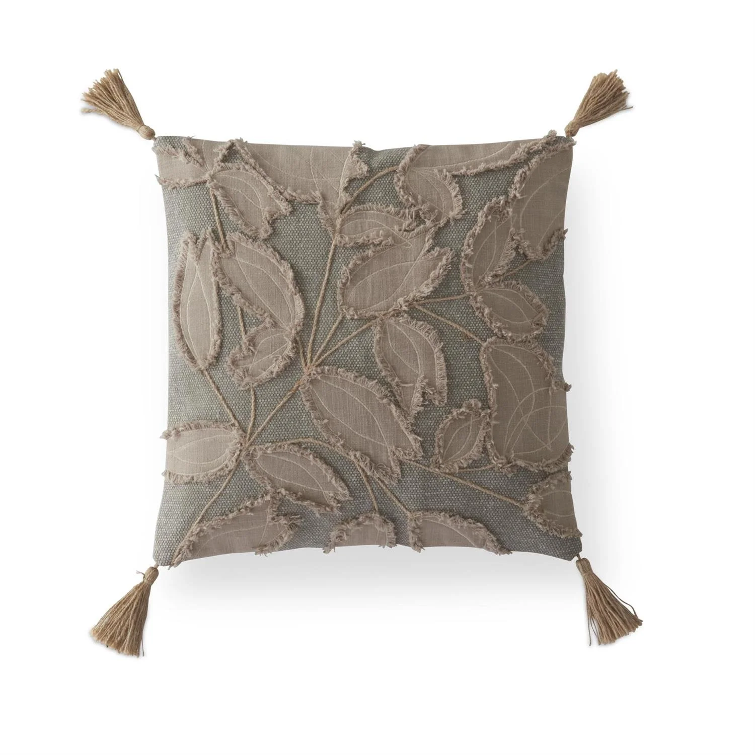 gray-with-taupe-tan-leaf-embroidered-applique-square-20-inch-throw-toss-accent-pillow-with-tassels-image1.jpg