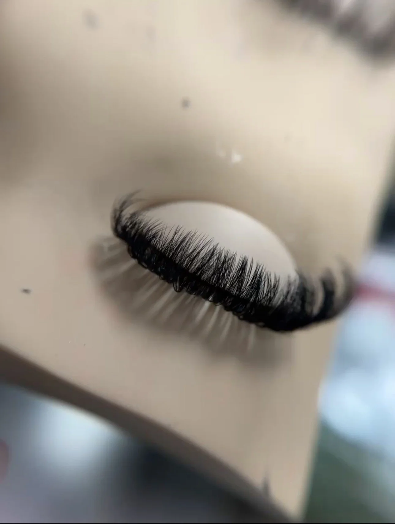 Lashes on mannequin head