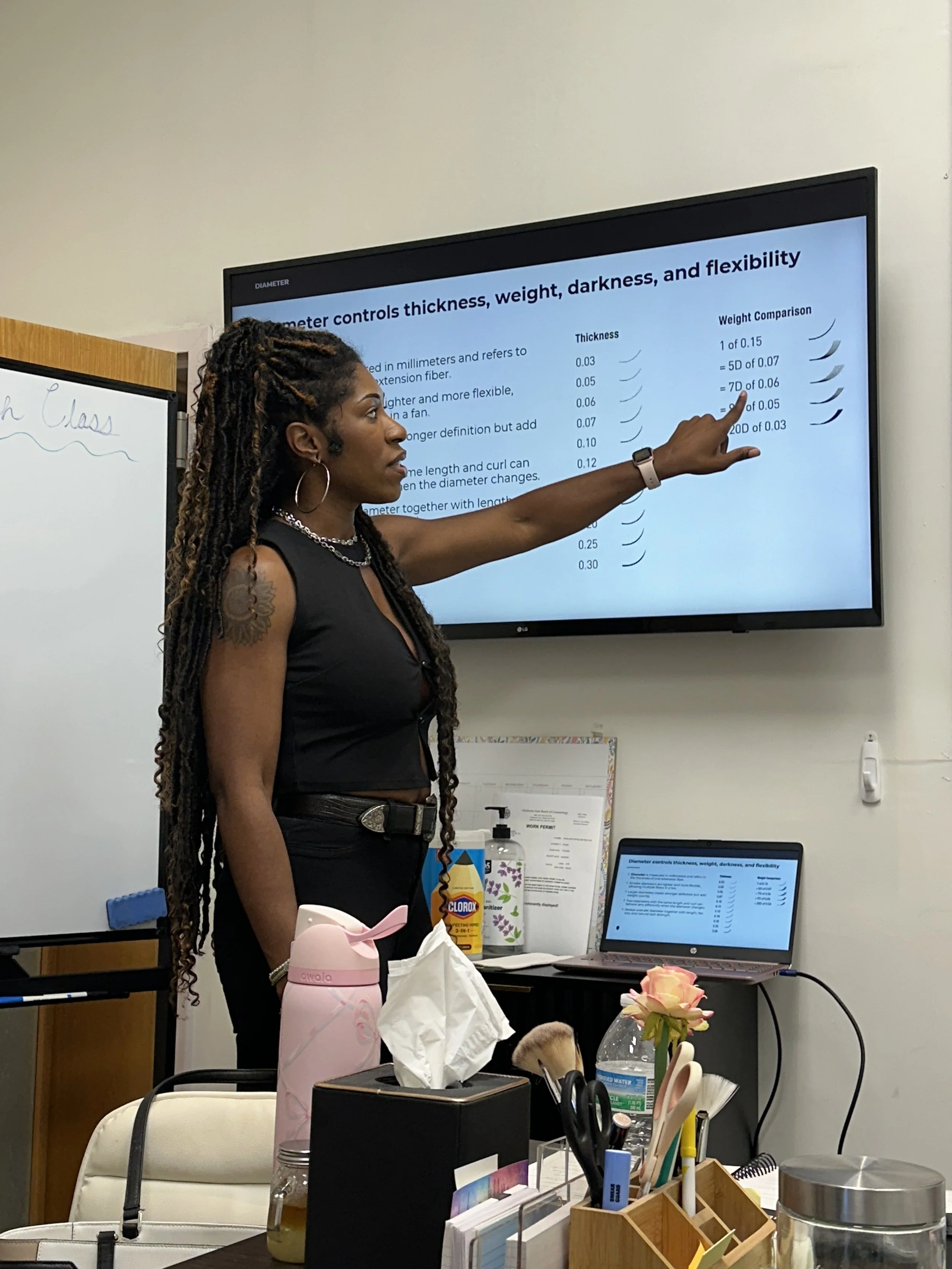 Yaya The instructor teaching on the TV screen