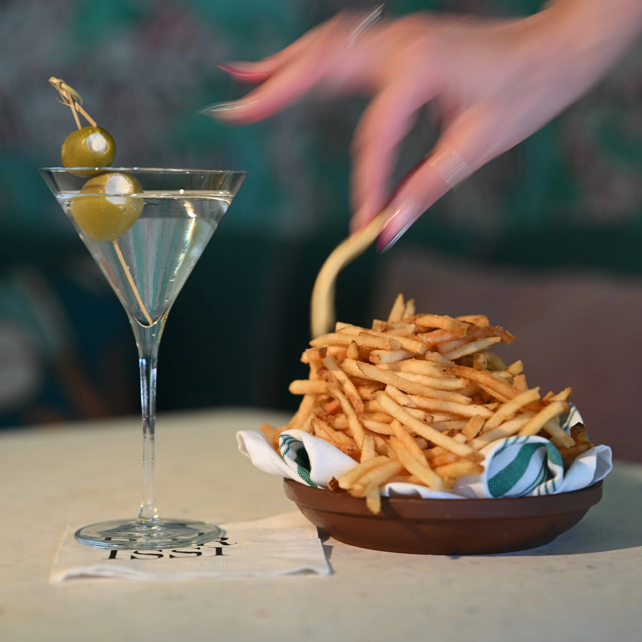 Snack and a martini at Bar Issi Palm Springs