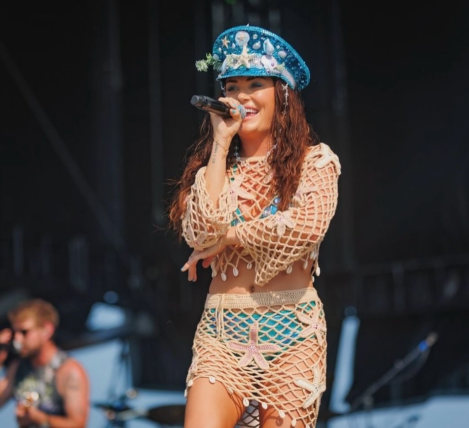 Crochet for the mermaid cowgirl🧜🏼&zwj;♀️🤠✨
@kyliemorganmusic 

When I started More Than Cotton 4 years ago, I never thought that I would be designing and creating sets like this, and if you told me they would be worn on stage, I wouldn&rsquo;t hav