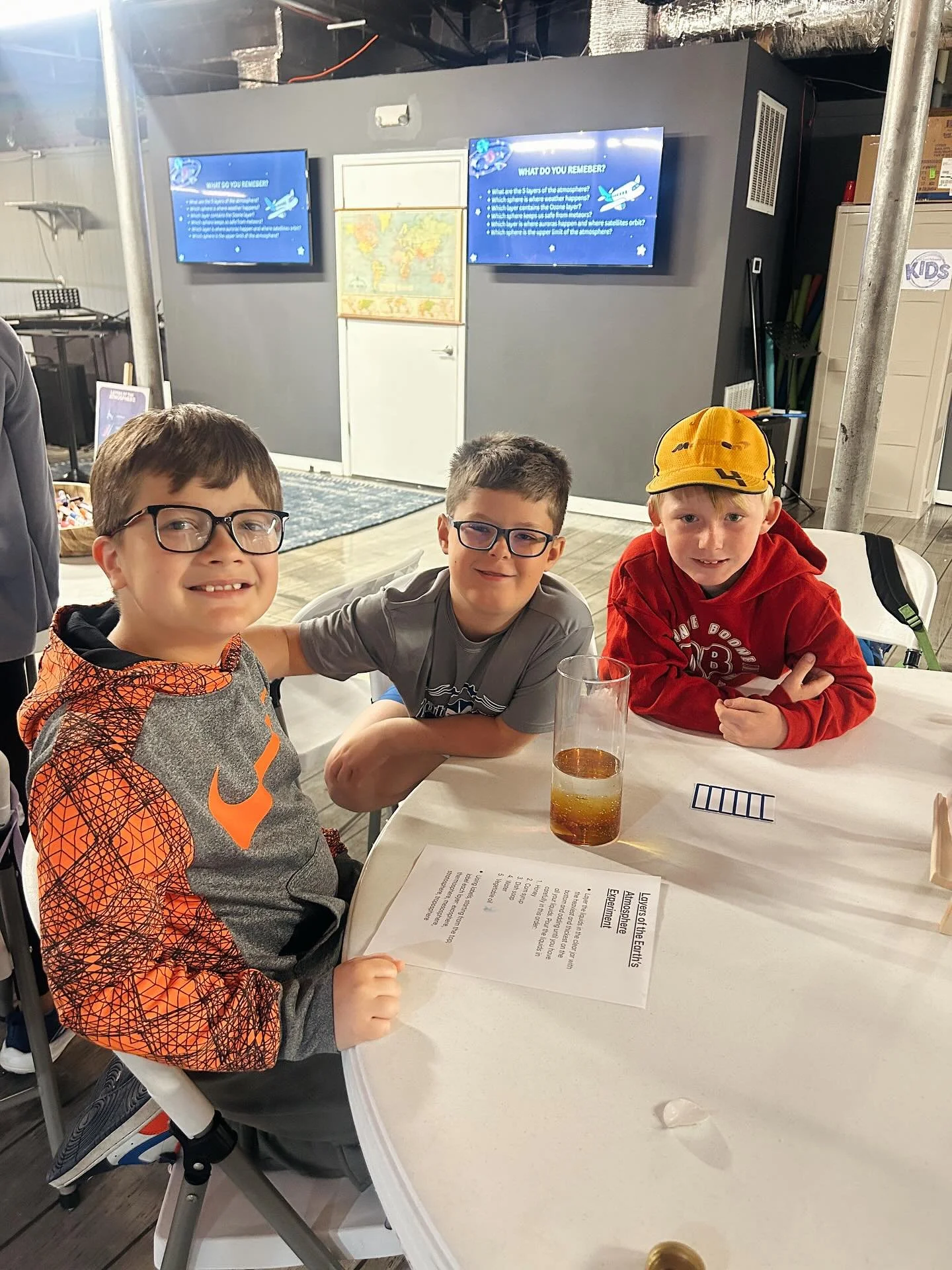 Today in science, our students explored the layers of the atmosphere — discovering how God designed each one with a special purpose and order! 🌤️
To bring our learning to life, we conducted a hands-on experiment using five different liquids t