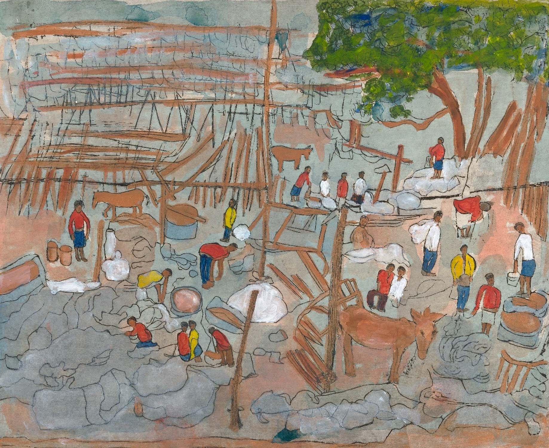  Chen Cheng Mei, ‘Laundry (India)’, 2008, etching on paper, 47.5 x 60.5cm. Collection of the artist’s family, Singapore. 
