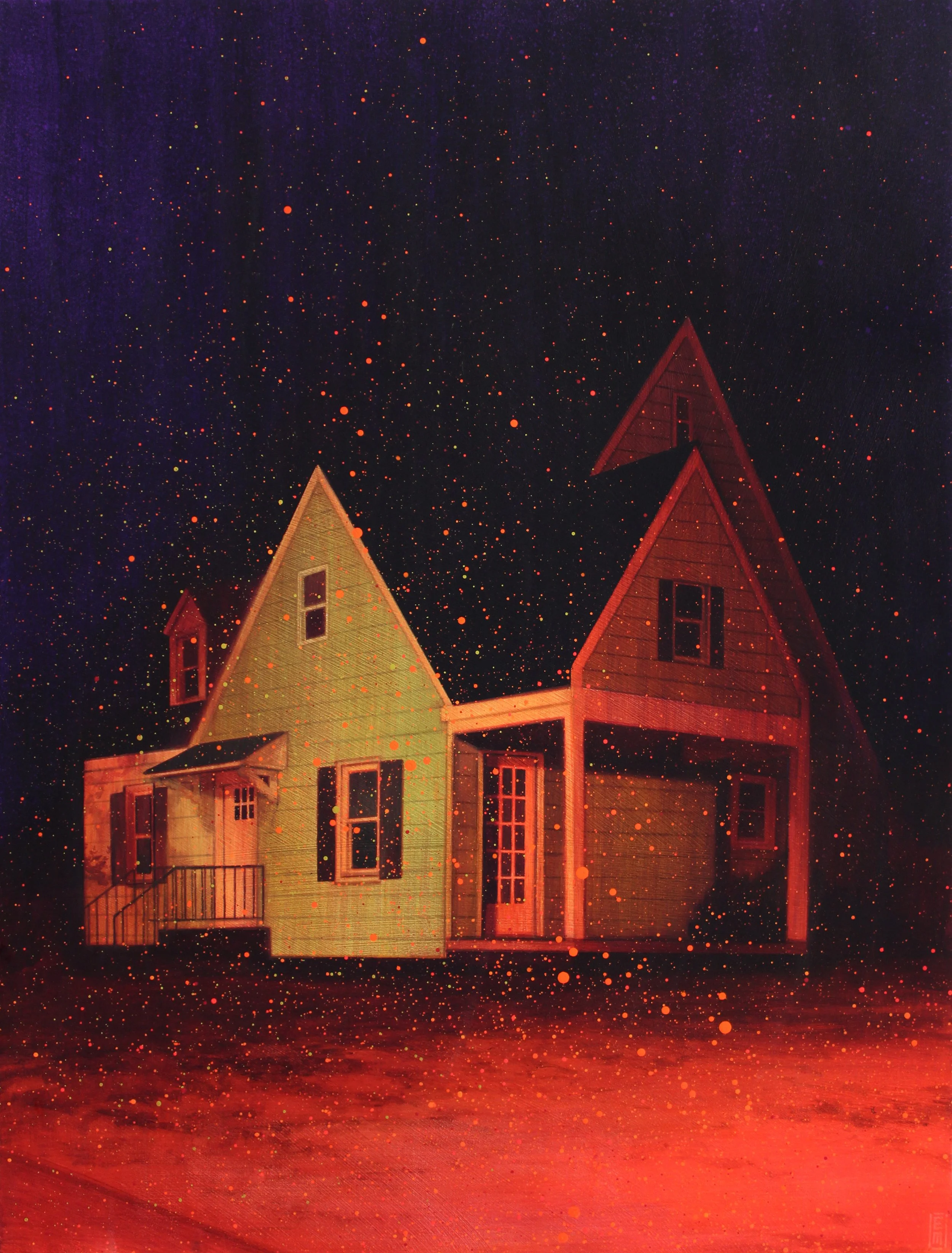 Eli McMullen, "Midnight Sprites," acrylic and gouache on panel