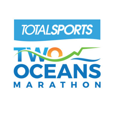 Logo for Total Sports TAVO Oceans Marathon featuring stylized text and a green wave design.