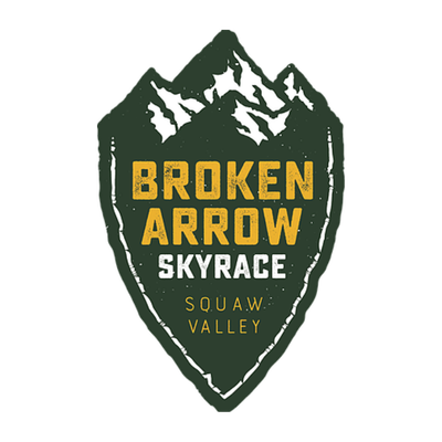 Logo of Broken Arrow Skyrace Squaw Valley featuring a mountain with snow and text.