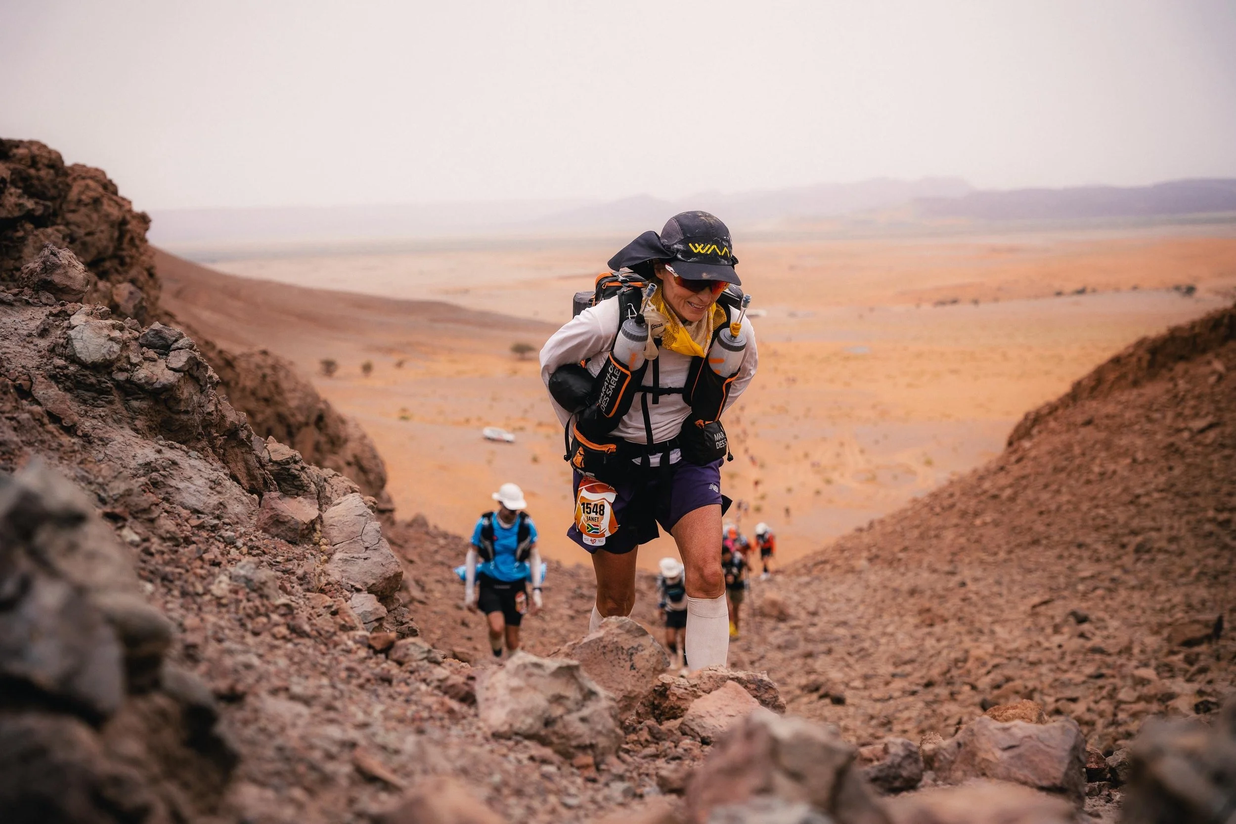 Janet Steer, a runner for Flat Rock Endurance participating in Marathon des Sables in 2026.