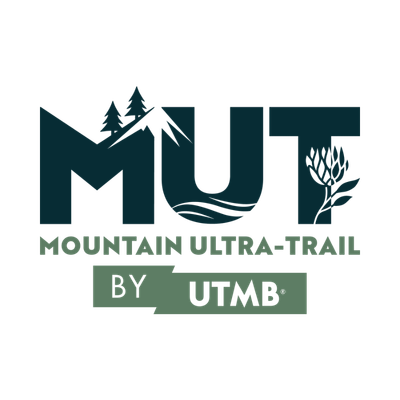 Logo for Mountain Ultra Trail by UTMB, featuring mountain peaks, pine trees, and a trail winding through the design.